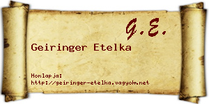 Geiringer Etelka névjegykártya